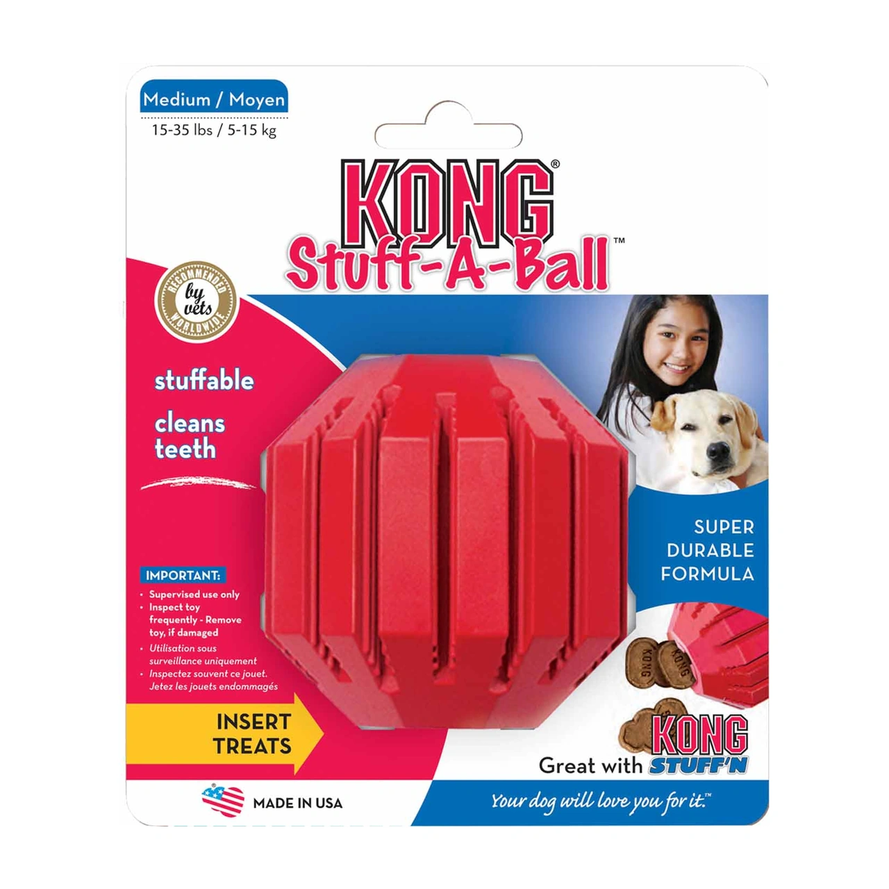 KONG Stuff-A-Ball L Ø 8,9 cm - fyldbar aktivitetsbold